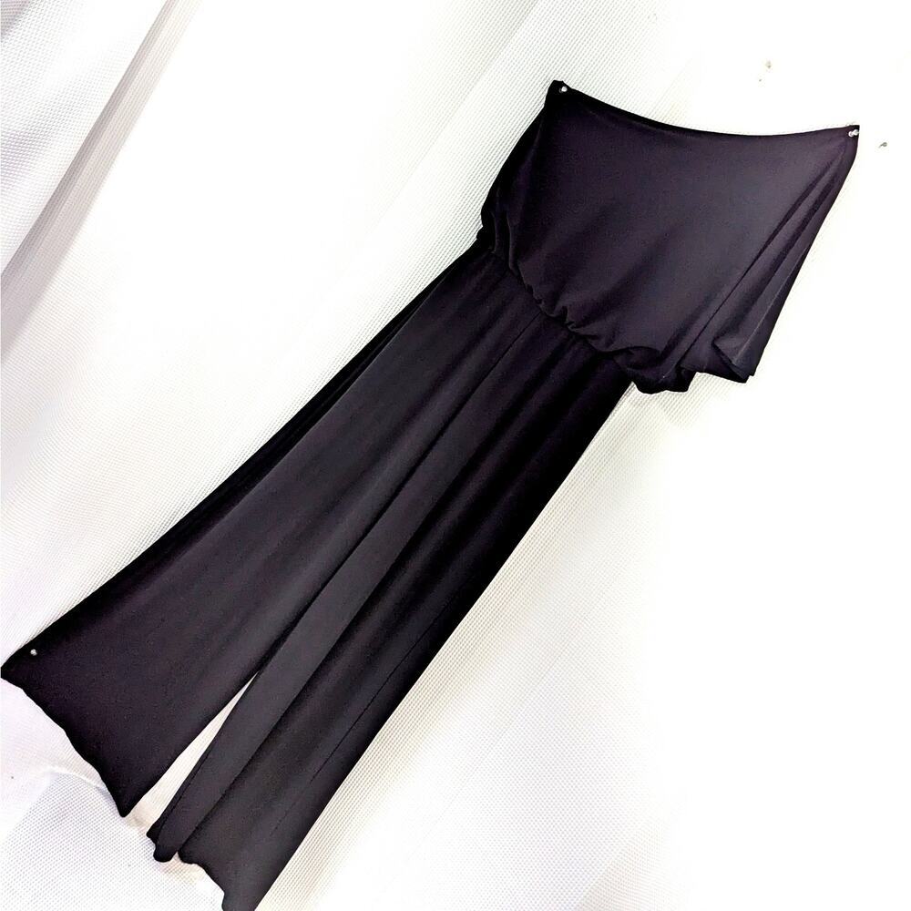 BISOU BISOU! SUPER ELEGANT ONE SHOULDER, DRAPED, MAXI ONESIE, JUMPSUIT! SZ 4